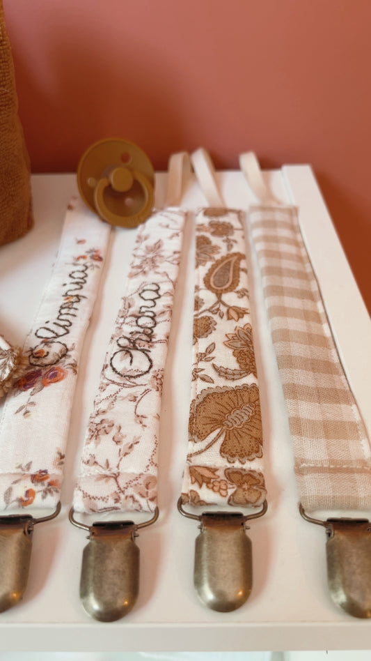 Attaches tétine bébé tissus à motifs