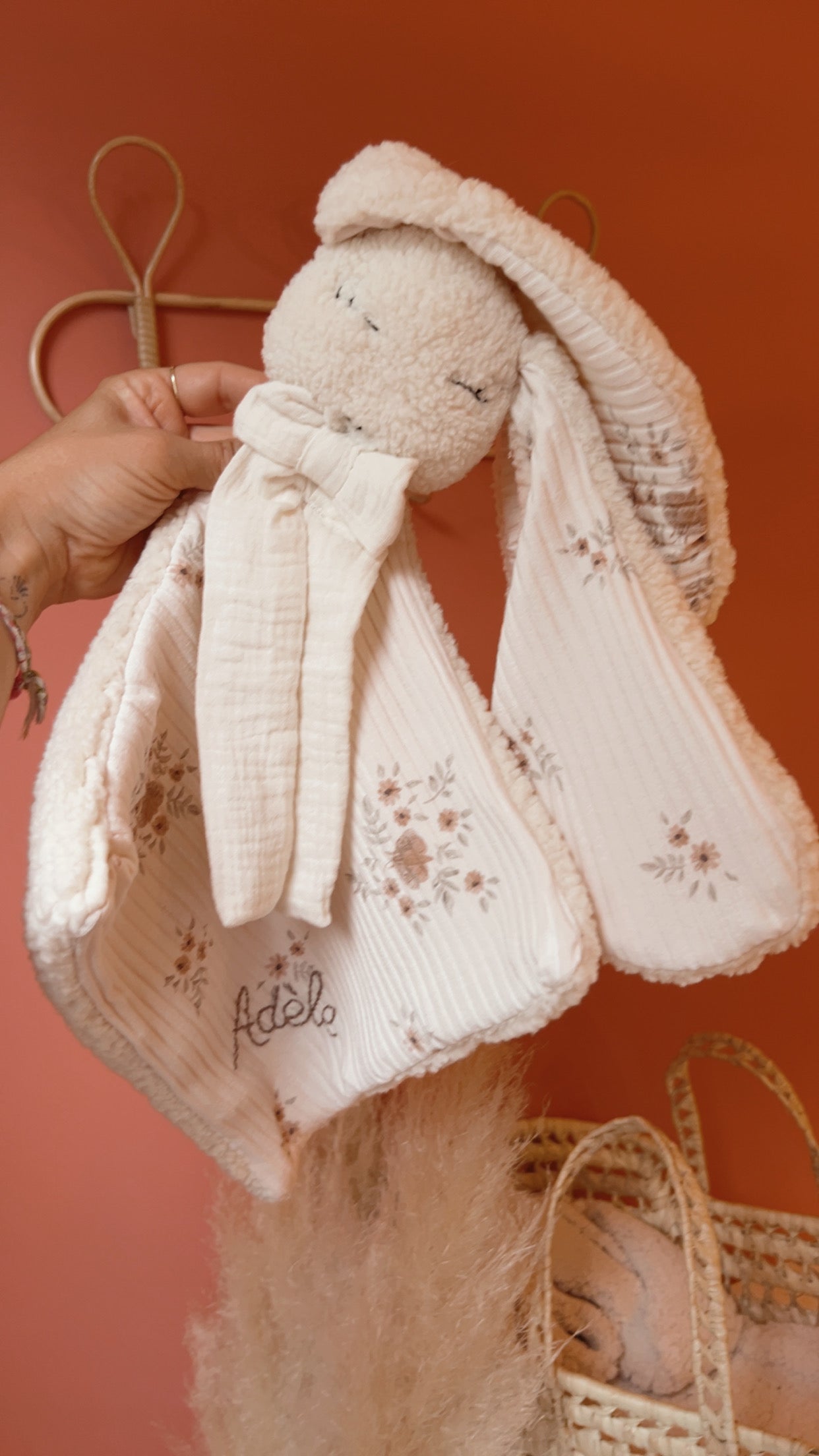 Doudou lange / doudou couverture fourrure - Jersey côtelé Flowers - Quantité limité