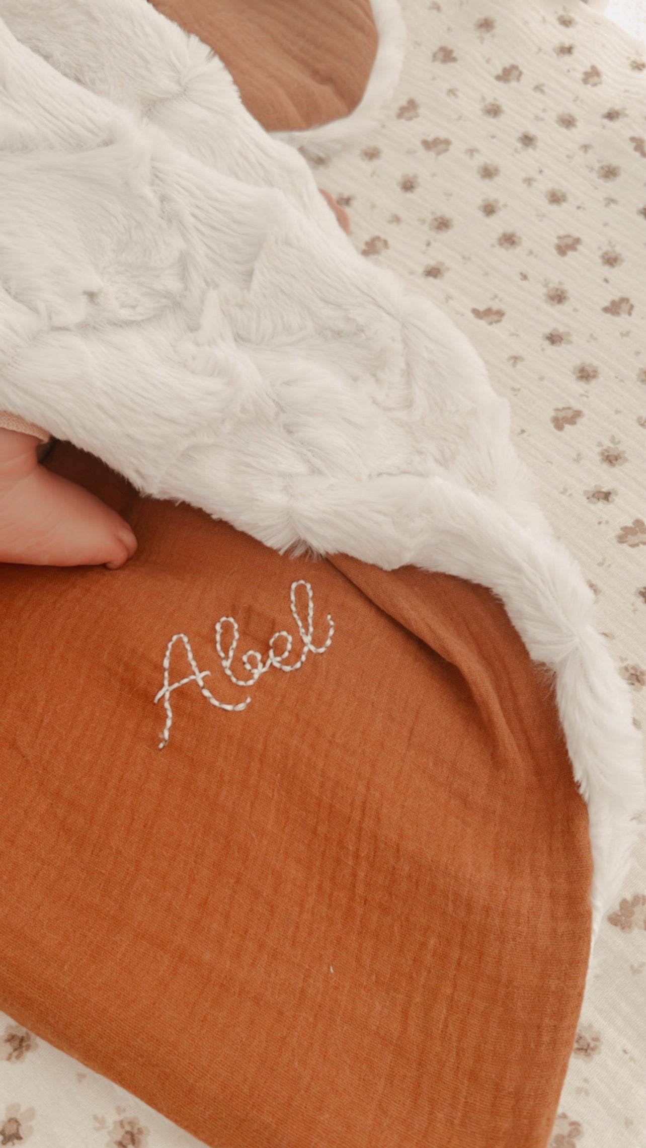 Doudou lange / doudou couverture Fourrure vagues - Caramel L atelier Oz et fee