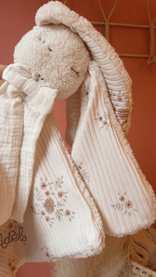 Doudou lange / doudou couverture fourrure - Jersey côtelé Flowers - Quantité limité