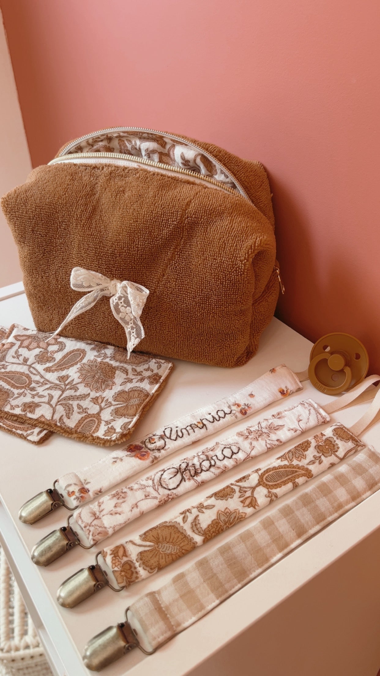 Attaches tétine bébé tissus à motifs