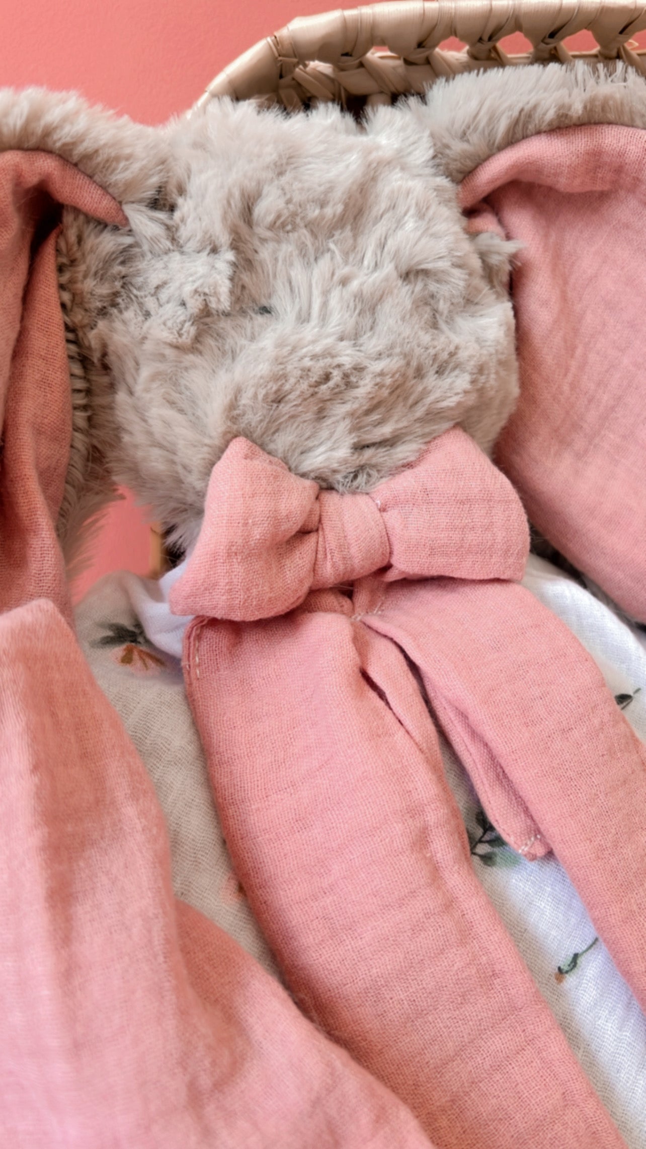 Doudou lange / doudou couverture fourrure taupe - Flora