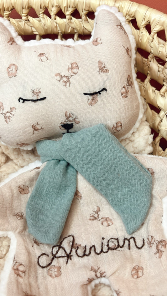 Doudou renard Fleurs de coton