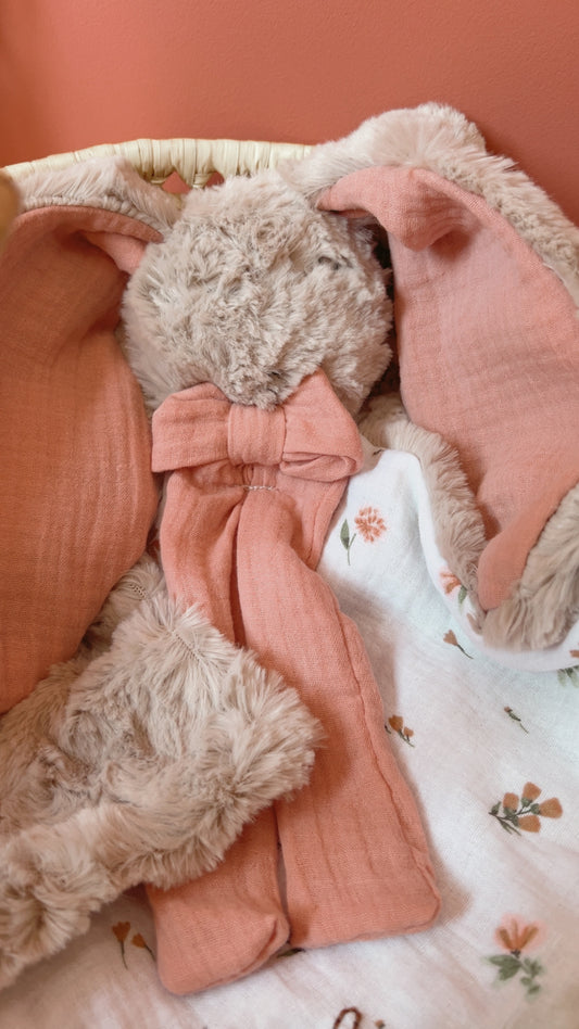 Doudou lange / doudou couverture fourrure taupe - Flora