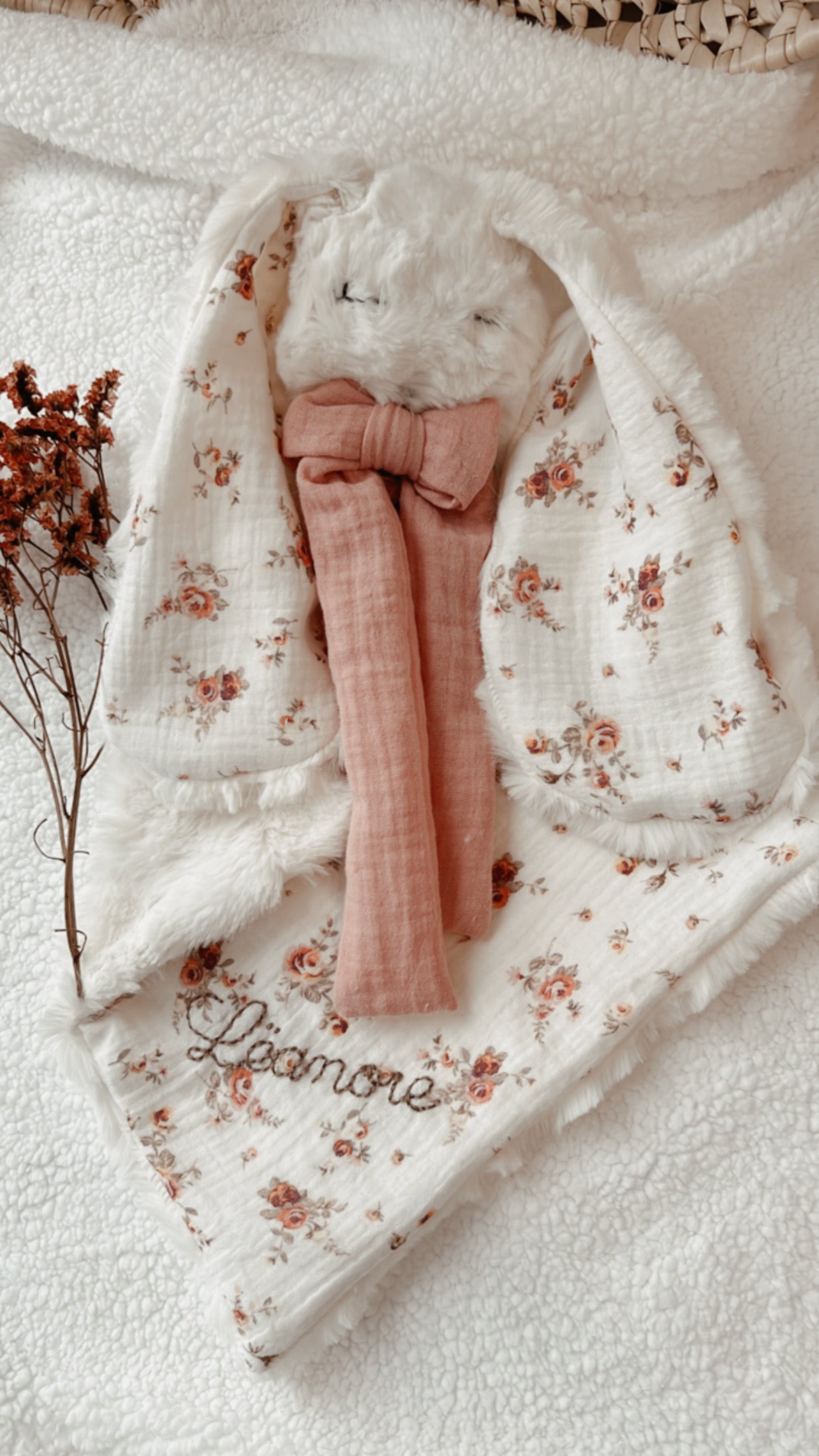 Doudou lange / doudou couverture lapin NINA