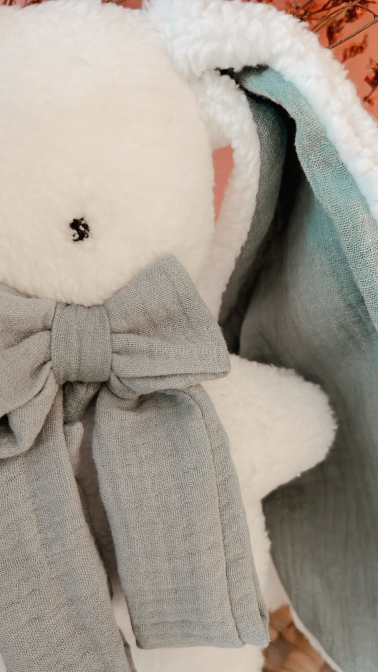 Doudou lapin / Peluche sherpa - Gaze de coton uni L atelier Oz et fee
