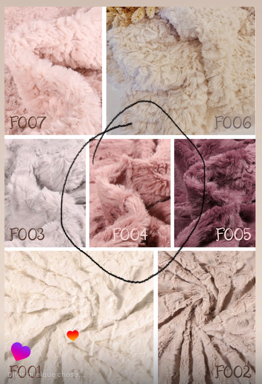 Doudou couverture GRENOUILLE / Doudou lange XXL Crème rose et fourrure F004 Rose