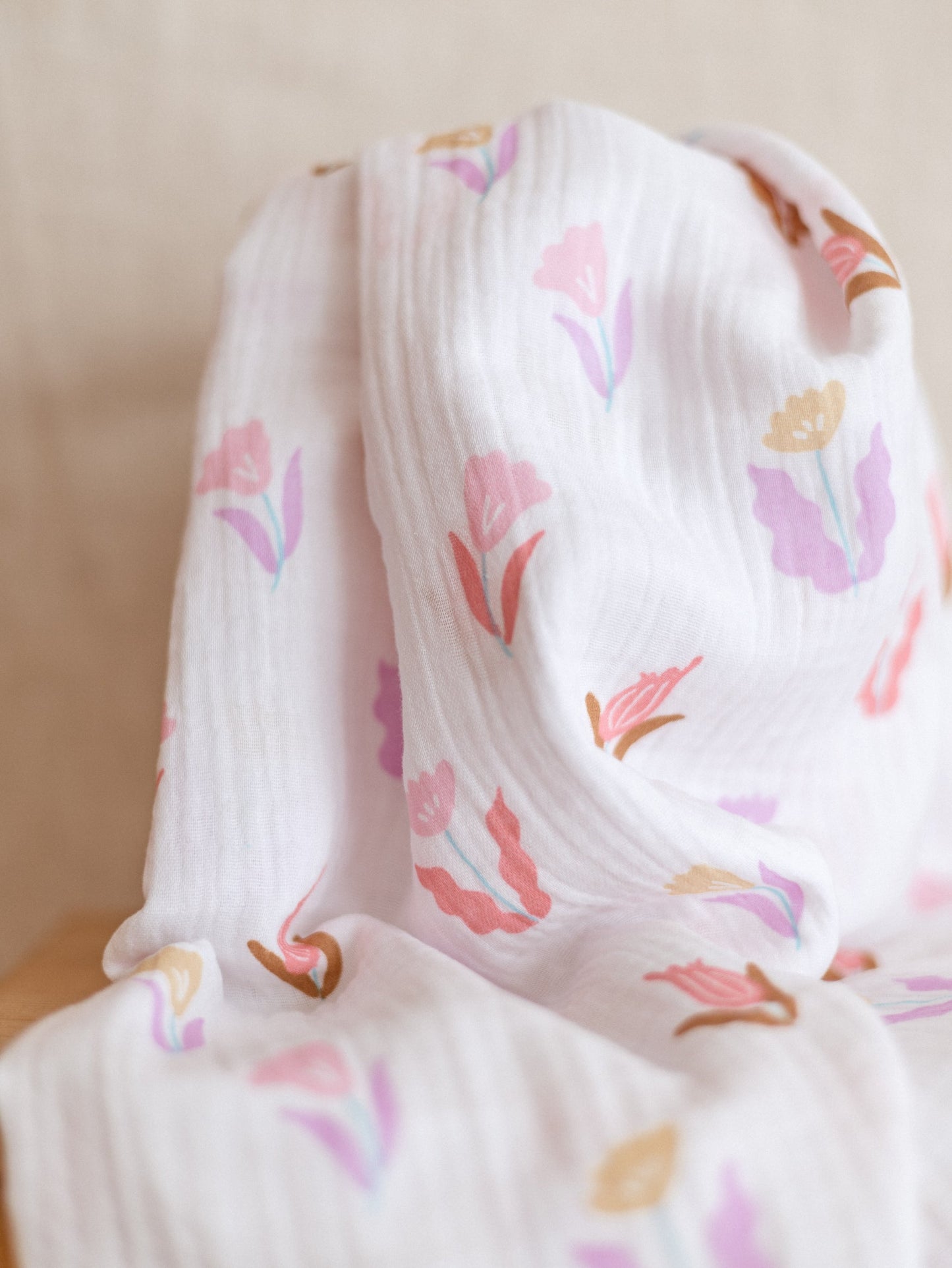 Doudou lange – Double gaze de coton aux couleurs d'été et fausse fourrure Extra douce