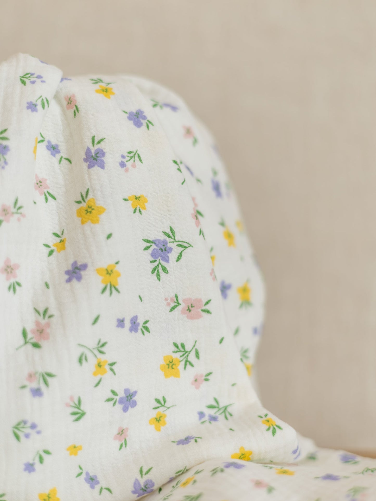 Doudou lange – Double gaze de coton aux couleurs d'été et fausse fourrure Extra douce