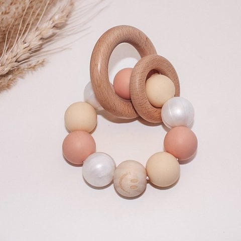 Anneau de dentition Rose perle blanc