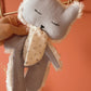 Doudou plat renard en fausse fourrure écru et gaze de coton uni certifié Oeko-tex