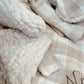 Doudou lapin lange en Sherpa ivoire - Vichy Nude & beige