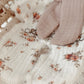 Doudou plat renard en fausse fourrure écru et gaze de coton à motifs certifié Oeko-tex