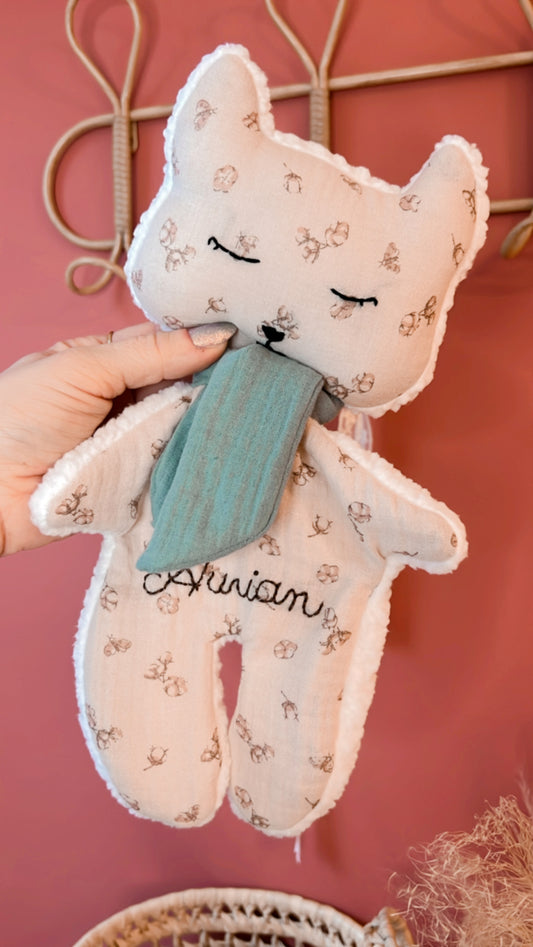 Doudou renard Fleurs de coton