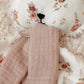Doudou plat renard en fausse fourrure écru et gaze de coton à motifs certifié Oeko-tex