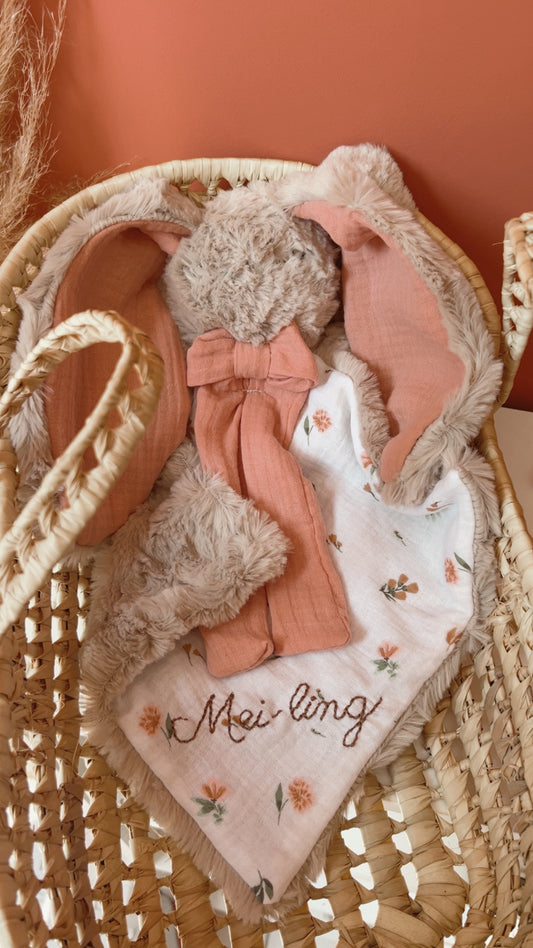 Doudou lange / doudou couverture  fourrure taupe - Flora