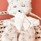Doudou plat renard en fausse fourrure écru et gaze de coton à motifs certifié Oeko-tex L atelier Oz et fee