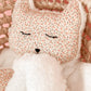 Doudou plat renard en Sherpa lait et gaze de coton à motifs. L atelier Oz et fee
