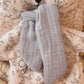 Doudou plat renard en Sherpa blanche et gaze de coton Écru fleuris