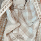 Doudou lapin lange en Sherpa ivoire - Vichy Nude & beige