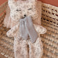 Doudou plat renard en Sherpa blanche et gaze de coton Écru fleuris