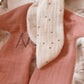 Doudou plat renard en fausse fourrure écru et gaze de coton uni certifié Oeko-tex
