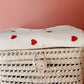 Couverture Love Sherpa ivoire - Grands coeurs rouges L atelier Oz et fee