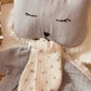 Doudou plat renard en fausse fourrure écru et gaze de coton uni certifié Oeko-tex