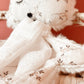 Doudou plat renard en fausse fourrure écru et gaze de coton à motifs certifié Oeko-tex L atelier Oz et fee