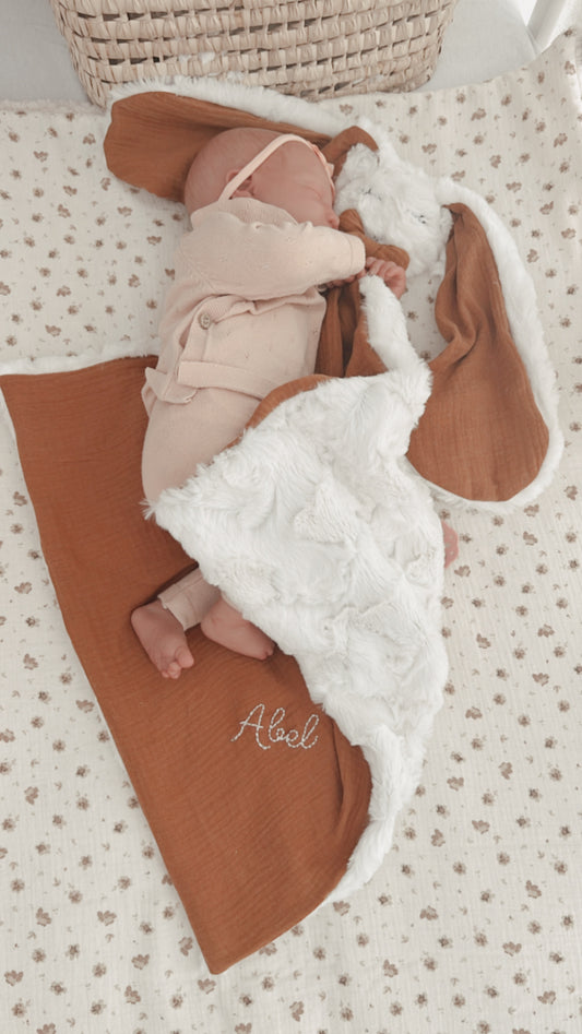 Doudou lange / doudou couverture Fourrure vagues - Caramel L atelier Oz et fee