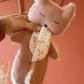 Doudou plat renard en fausse fourrure écru et gaze de coton uni certifié Oeko-tex
