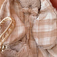 Doudou lapin lange en Fourrure taupe - Vichy Nude & beige