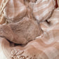 Doudou lapin lange en Fourrure taupe - Vichy Nude & beige