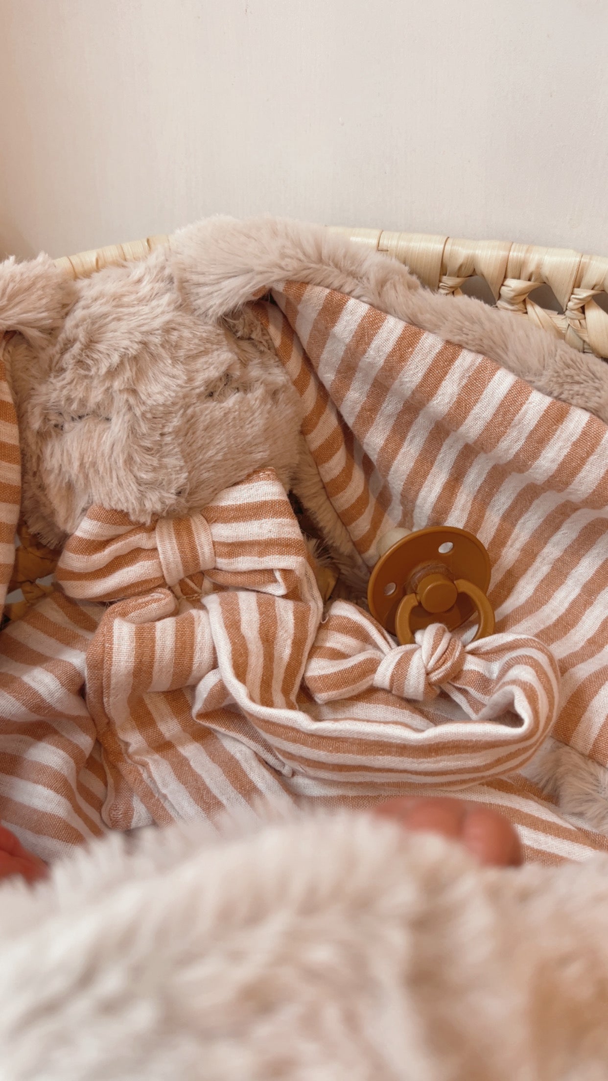 Doudou couverture lapin / Doudou lange XXL à Rayures nude