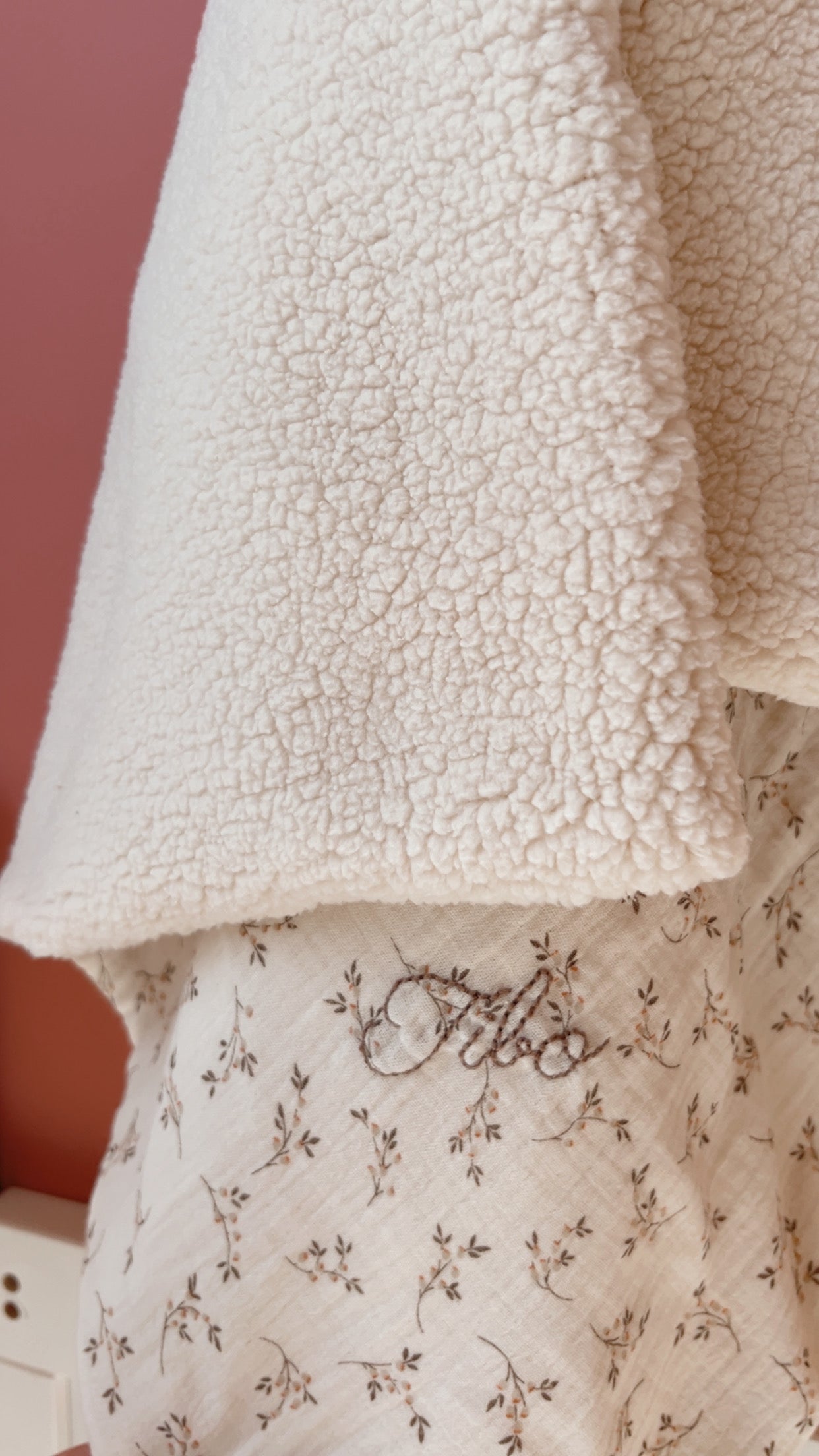 Doudou couverture lapin / Doudou lange XXL SIMONE et sherpa ivoire
