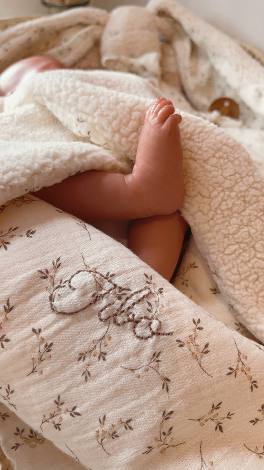 Doudou couverture lapin / Doudou lange XXL SIMONE et sherpa ivoire