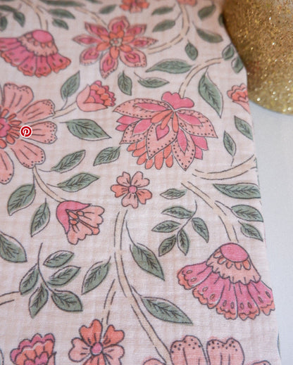 Doudou lange – Double gaze de coton aux couleurs d'été et fausse fourrure Extra douce