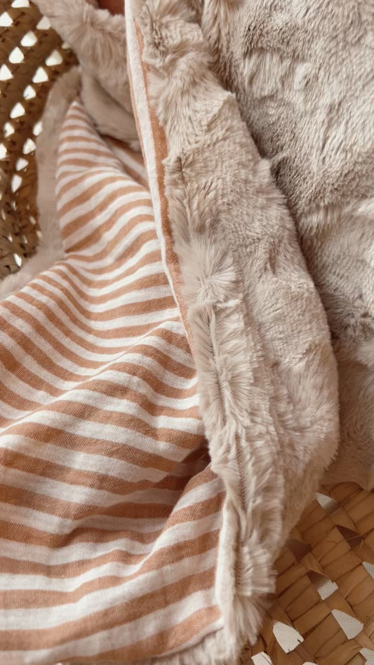 Doudou couverture lapin / Doudou lange XXL Fleurs noisettes